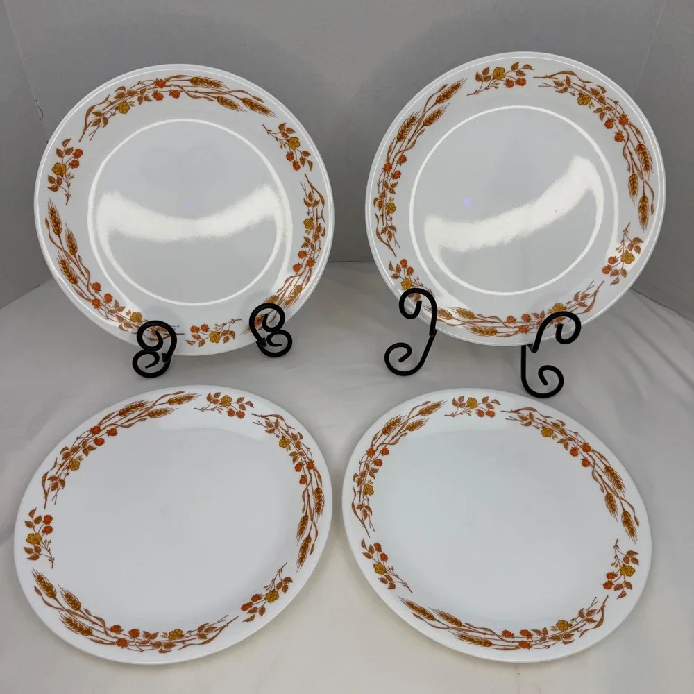Corelle Autumn Harvest Dinner Plates Set of 4 Wheat Berries Vitrelle 10.25in
